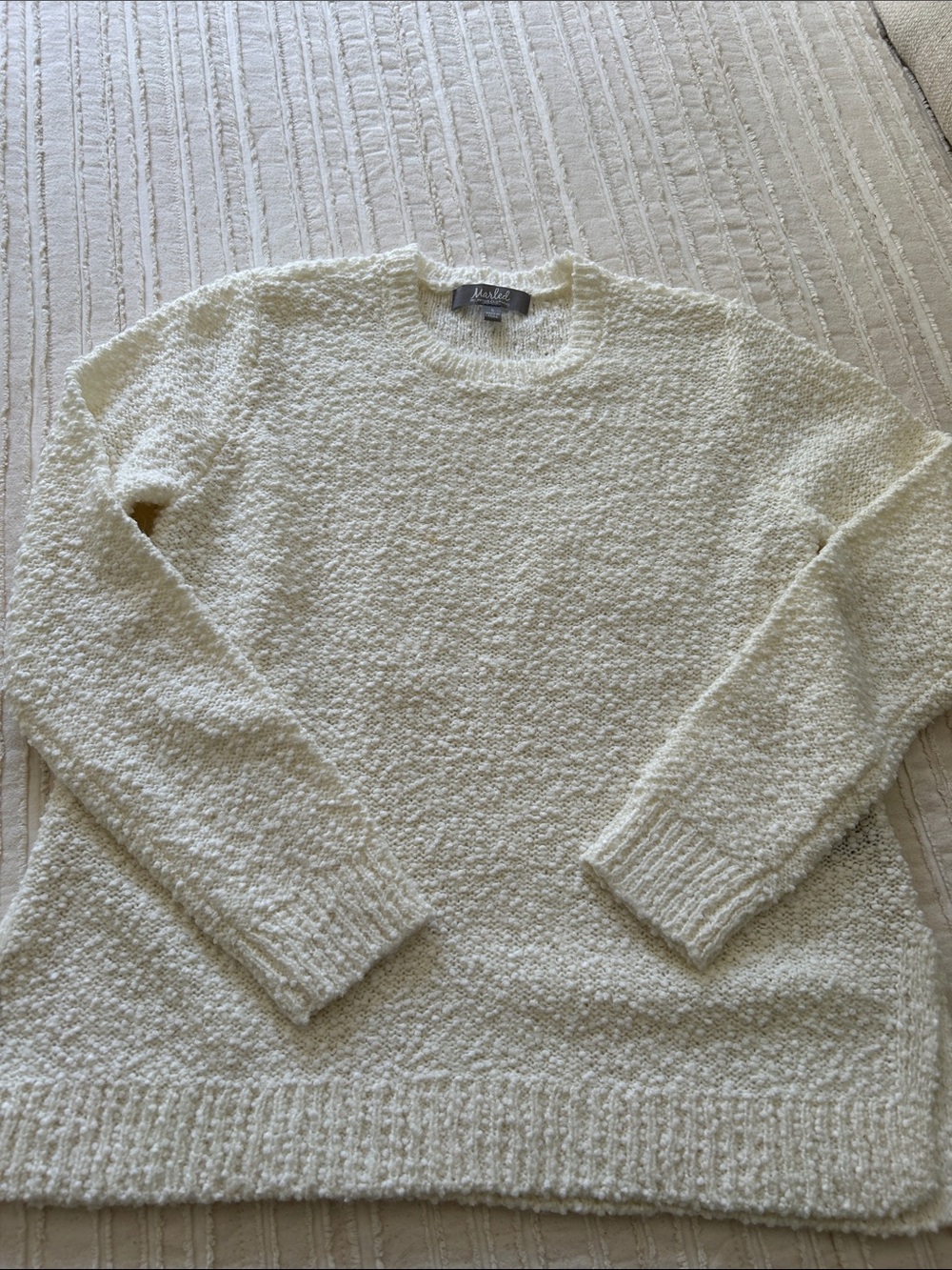 Marked Brand Boucle Crewneck Sweater with Split Hem